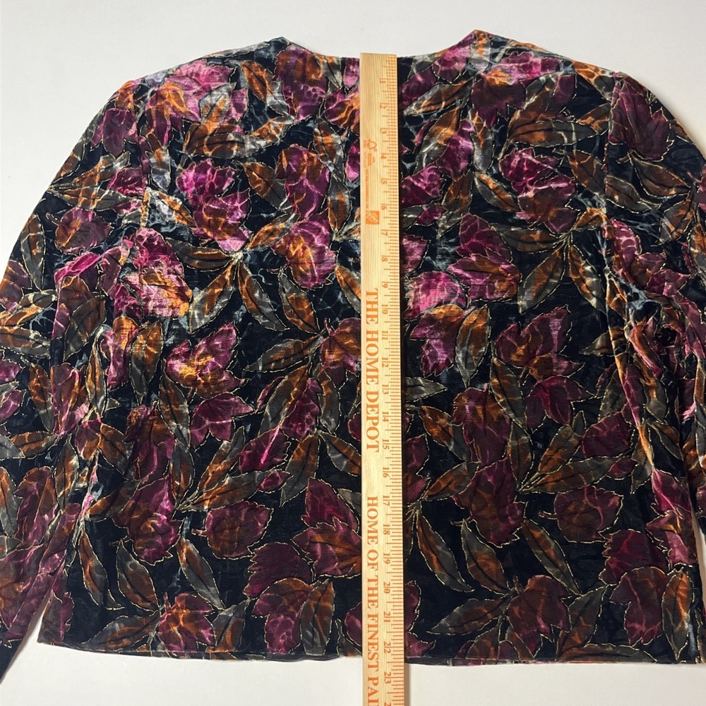 Vtg Maggie McNaughton Velvet Burnout Leaf Jacket Size 18 Festive Autumn Blazer - Picture 5 of 7